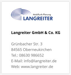 Langreiter GmbH & Co. KGGrünbacher Str. 3 84565 Oberneukirchen Tel.: 08630 986652 E-Mail: info@langreiter.de Web: www.langreiter.de